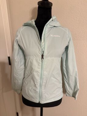 Columbia Light Blue Girls' Hooded Windbreaker